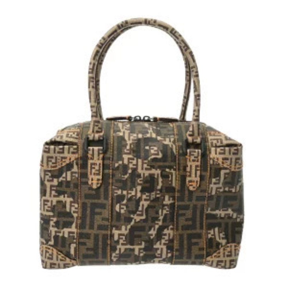 Fendi Zucca Boston Bag Brown Canvas Leather